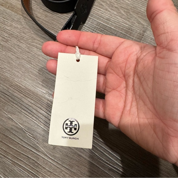 Tory Burch 1” Reversible Logo Black Classic Cuoio Silver Belt - Picture 10 of 12